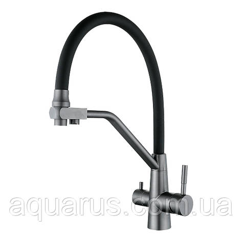 Змішувач для кухні WEZER INX4A-08 GUNGREY під осмос, нерж. сталь, Ø35, збройова сталь, фото 1