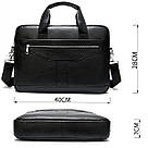 Ділова чоловіча сумка з зернистої шкіри Vintage 14886 Чорна, фото 3