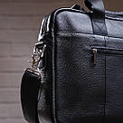 Ділова чоловіча сумка з зернистої шкіри Vintage 14886 Чорна, фото 9