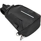 Ергономічний рюкзак через плече з кодовим замком текстильний Vintage 20553 Чорний, фото 4