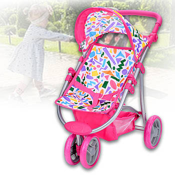 Дитячий прогулянковий візочок на трьох колесах для ляльки з сонцезахисним козирком Melogo 9671