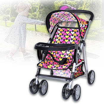 Дитяча прогулянкова коляска колеса для ляльки з обмежувальним бампер-столиком Melogo 9304 BWT/ 025