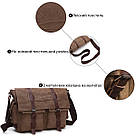 Сумка на плече текстильна Vintage 20150 Коричнева, фото 4