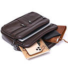 Практична шкіряна чоловіча сумка Vintage 20670 Коричневий, фото 8