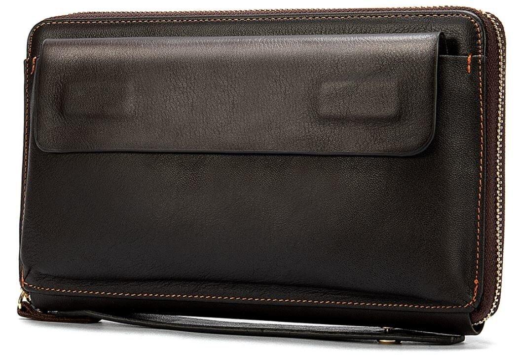 Чоловічий клатч-барсетка з ремінцем на руку Vintage 14655 Коричнева, фото 1