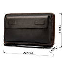 Чоловічий клатч-барсетка з ремінцем на руку Vintage 14655 Коричнева, фото 3