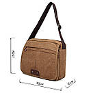 Сумка чоловіча Vintage 14445 текстильна Коричнева, фото 3