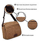 Сумка чоловіча Vintage 14445 текстильна Коричнева, фото 4