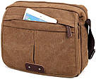 Сумка чоловіча Vintage 14445 текстильна Коричнева, фото 5