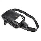 Сумка чоловіча шкіряна в зернистої шкірі через плече Vintage 14950 Чорна, фото 3