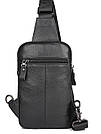 Сумка чоловіча шкіряна в зернистої шкірі через плече Vintage 14950 Чорна, фото 6