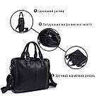 Сумка чоловіча флотар для ноутбака Vintage 14672 Чорна, фото 4