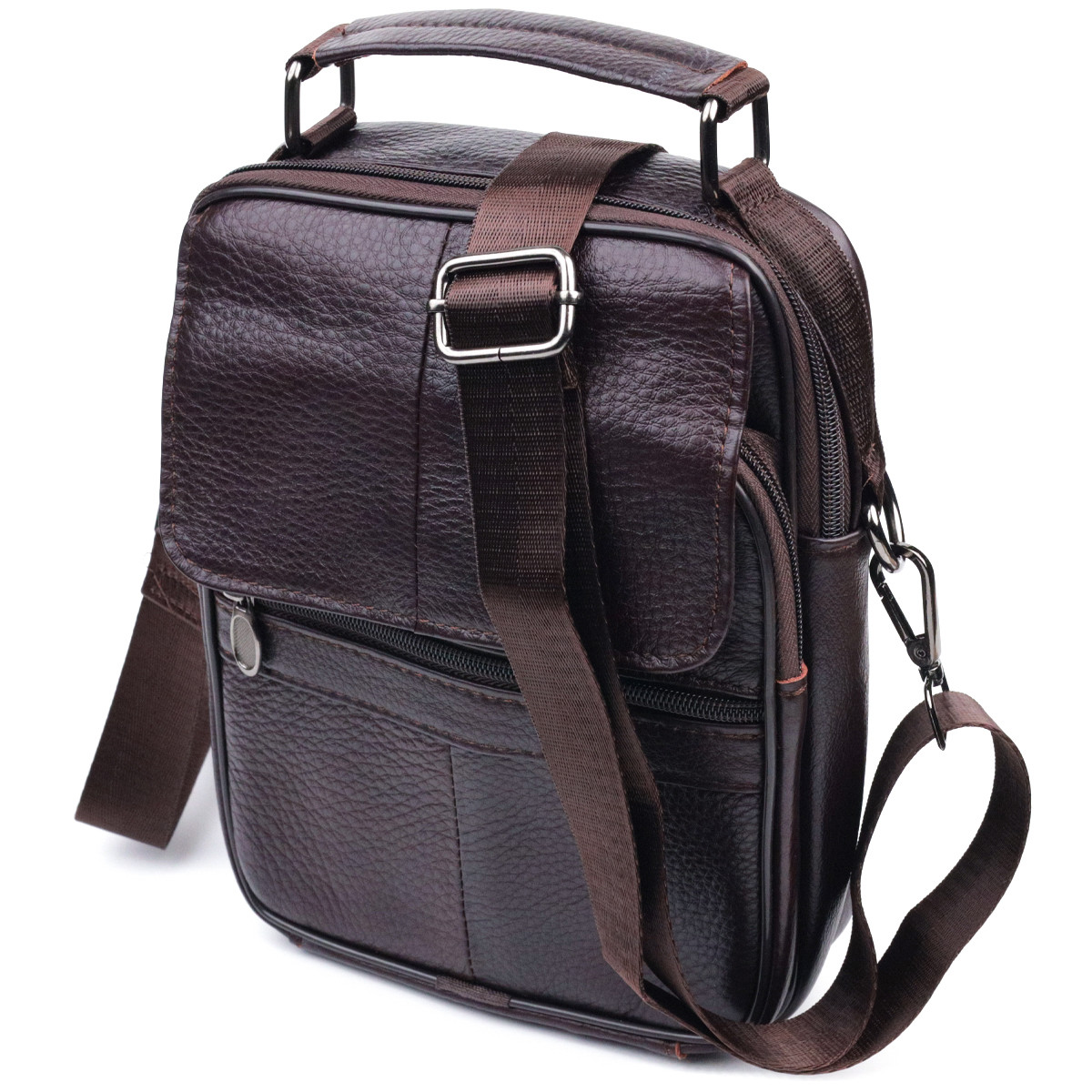 Якісний чоловічий месенджер з натуральної шкіри Vintage 21304 Коричневий, фото 1