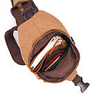 Практична чоловіча сумка через плече з USB кабелем текстильна 21222 Vintage Коричнева, фото 5