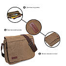 Текстильна сумка для ноутбука через плече Vintage 20187 Оливкова, фото 4