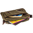 Текстильна сумка для ноутбука через плече Vintage 20187 Оливкова, фото 5