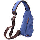 Сумка з USB кабелем через плече із щільного текстилю 21224 Vintage Синя, фото 2