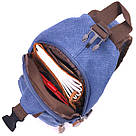 Сумка з USB кабелем через плече із щільного текстилю 21224 Vintage Синя, фото 5