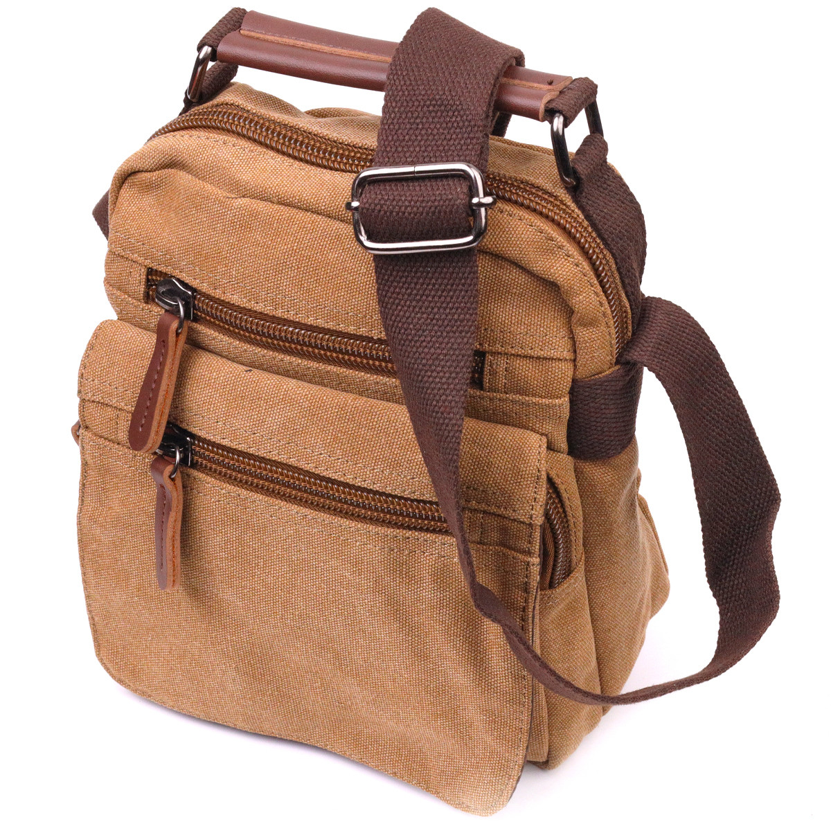 Невелика чоловіча сумка із щільного текстилю 21226 Vintage Коричнева, фото 1
