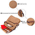 Невелика чоловіча сумка із щільного текстилю 21226 Vintage Коричнева, фото 4