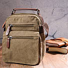 Тканинна чоловіча сумка із щільного текстилю 21227 Vintage Оливкова, фото 7