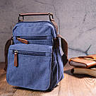 Відмінна чоловіча сумка із щільного текстилю 21228 Vintage Синя, фото 9