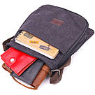 Вертикальна чоловіча сумка текстильна 21265 Vintage Чорна, фото 8