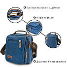 Універсальна текстильна чоловіча сумка на два відділення Vintage 20201 Синя, фото 4