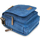 Універсальна текстильна чоловіча сумка на два відділення Vintage 20201 Синя, фото 5