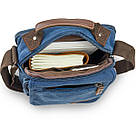 Універсальна текстильна чоловіча сумка на два відділення Vintage 20201 Синя, фото 7