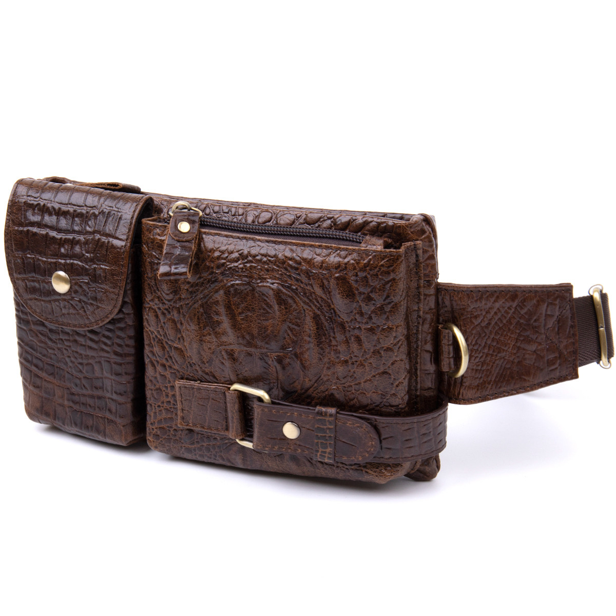 Бананка поясна під шкіру рептилії унісекс Vintage 20401 Коричнева, фото 1