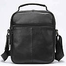 Вертикальна чоловіча сумка в щільній шкірі Vintage 20366 Чорна, фото 2