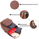 Компактна чоловіча сумка з натуральної вінтажної шкіри 21295 Vintage Коричнева, фото 5