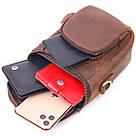 Компактна чоловіча сумка з натуральної вінтажної шкіри 21295 Vintage Коричнева, фото 7