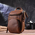 Компактна чоловіча сумка з натуральної вінтажної шкіри 21295 Vintage Коричнева, фото 8