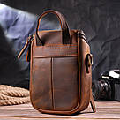 Компактна чоловіча сумка з натуральної вінтажної шкіри 21295 Vintage Коричнева, фото 9