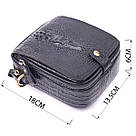 Невелика чоловіча сумка з натуральної шкіри з фактурою під крокодила 21299 Vintage Чорна, фото 4