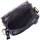 Невелика чоловіча сумка з натуральної шкіри з фактурою під крокодила 21299 Vintage Чорна, фото 6