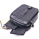 Невелика чоловіча сумка з натуральної шкіри з фактурою під крокодила 21299 Vintage Чорна, фото 7