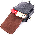 Невелика чоловіча сумка з натуральної шкіри з фактурою під крокодила 21299 Vintage Чорна, фото 8