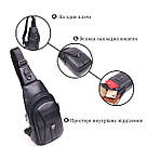 Цікава чоловіча сумка через плече з натуральної шкіри 21397 Vintage Чорна, фото 4