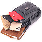 Цікава чоловіча сумка через плече з натуральної шкіри 21397 Vintage Чорна, фото 7