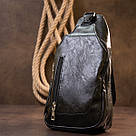 Сумка через плече на два відділення кожзам Vintage 20559 Чорна, фото 6