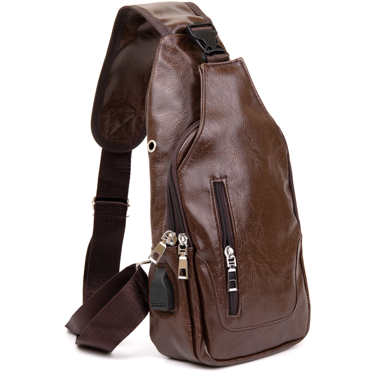 Сумка через плече на два відділення кожзам Vintage 20560 Темно-коричнева, фото 1