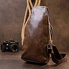 Сумка через плече на два відділення кожзам Vintage 20560 Темно-коричнева, фото 7