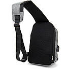 Ергономічний рюкзак через плече з кодовим замком текстильний Vintage 20554 Сірий, фото 2