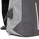 Ергономічний рюкзак через плече з кодовим замком текстильний Vintage 20554 Сірий, фото 3