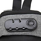 Ергономічний рюкзак через плече з кодовим замком текстильний Vintage 20554 Сірий, фото 5