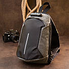 Ергономічний рюкзак через плече з кодовим замком текстильний Vintage 20554 Сірий, фото 7