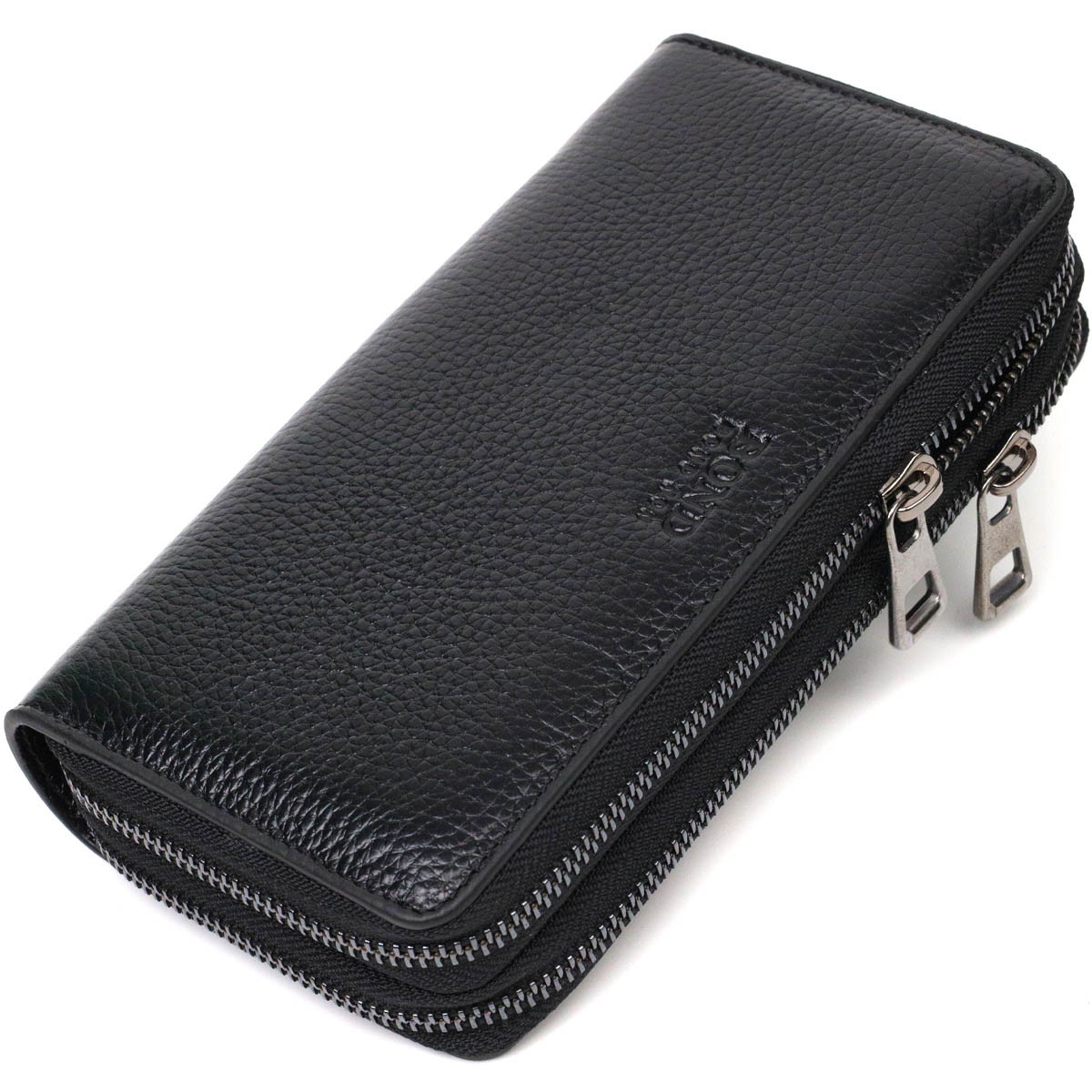 Практичний чоловічий клатч із двома відділеннями з натуральної шкіри BOND 22027 Чорний, фото 1